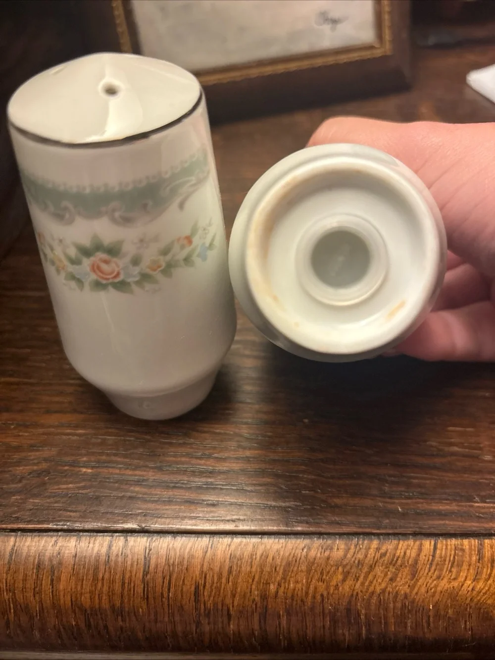 Porcelain Floral Salt and Pepper Shaker Set - White and Green